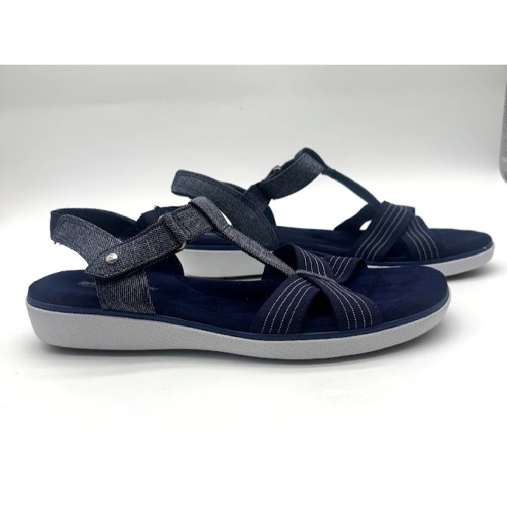 Grasshoppers Memory Deluxe Sandals Women's US 8.5M Navy Comfort Hook Loop